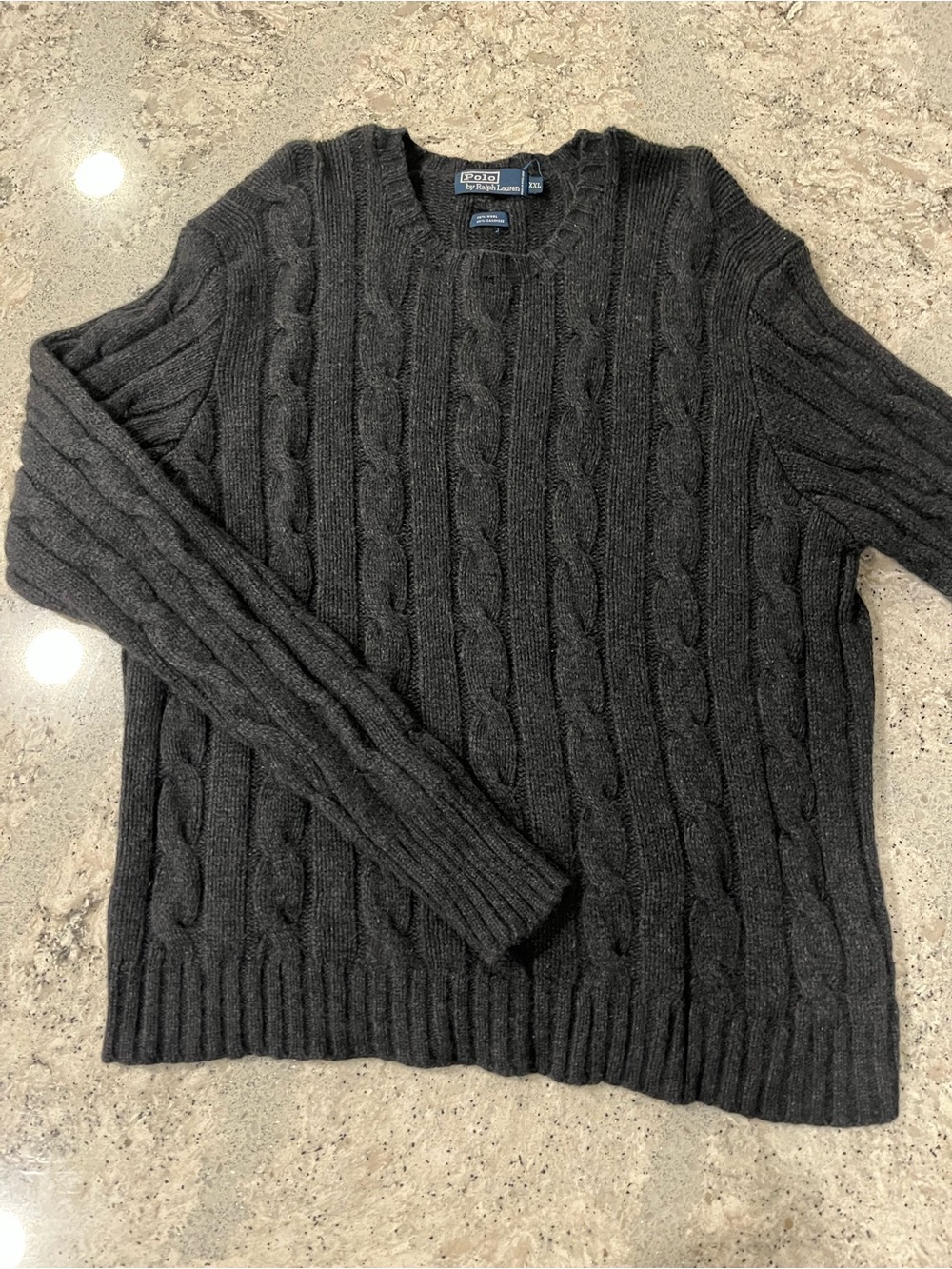 Vintage Polo by Ralph Lauren Charcoal Grey Cable-Knit Wool/Cashmere Knit Sweater